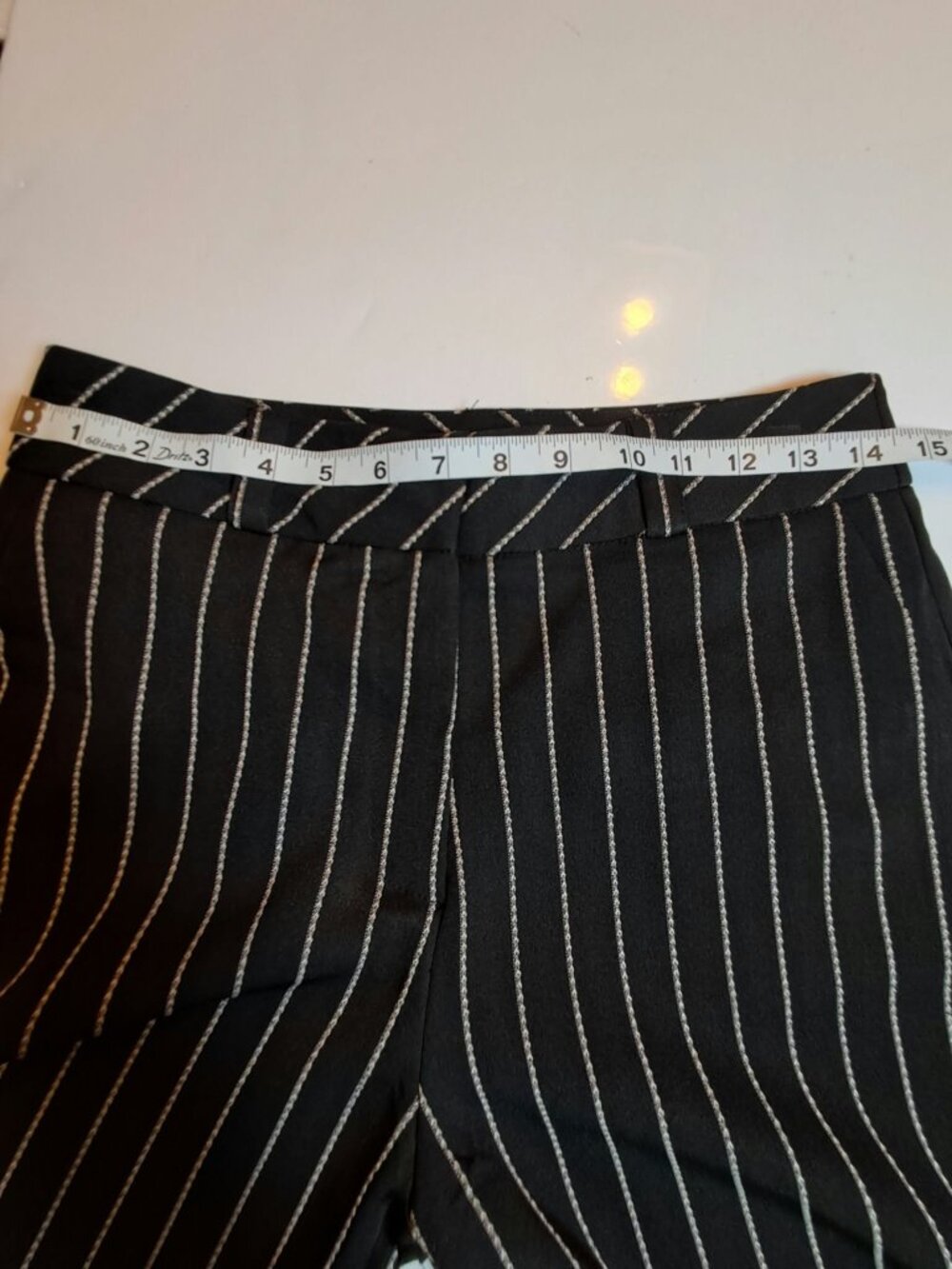 Moda Ana Black White Pinstripe Wide Leg Trousers M - Picture 9 of 9
